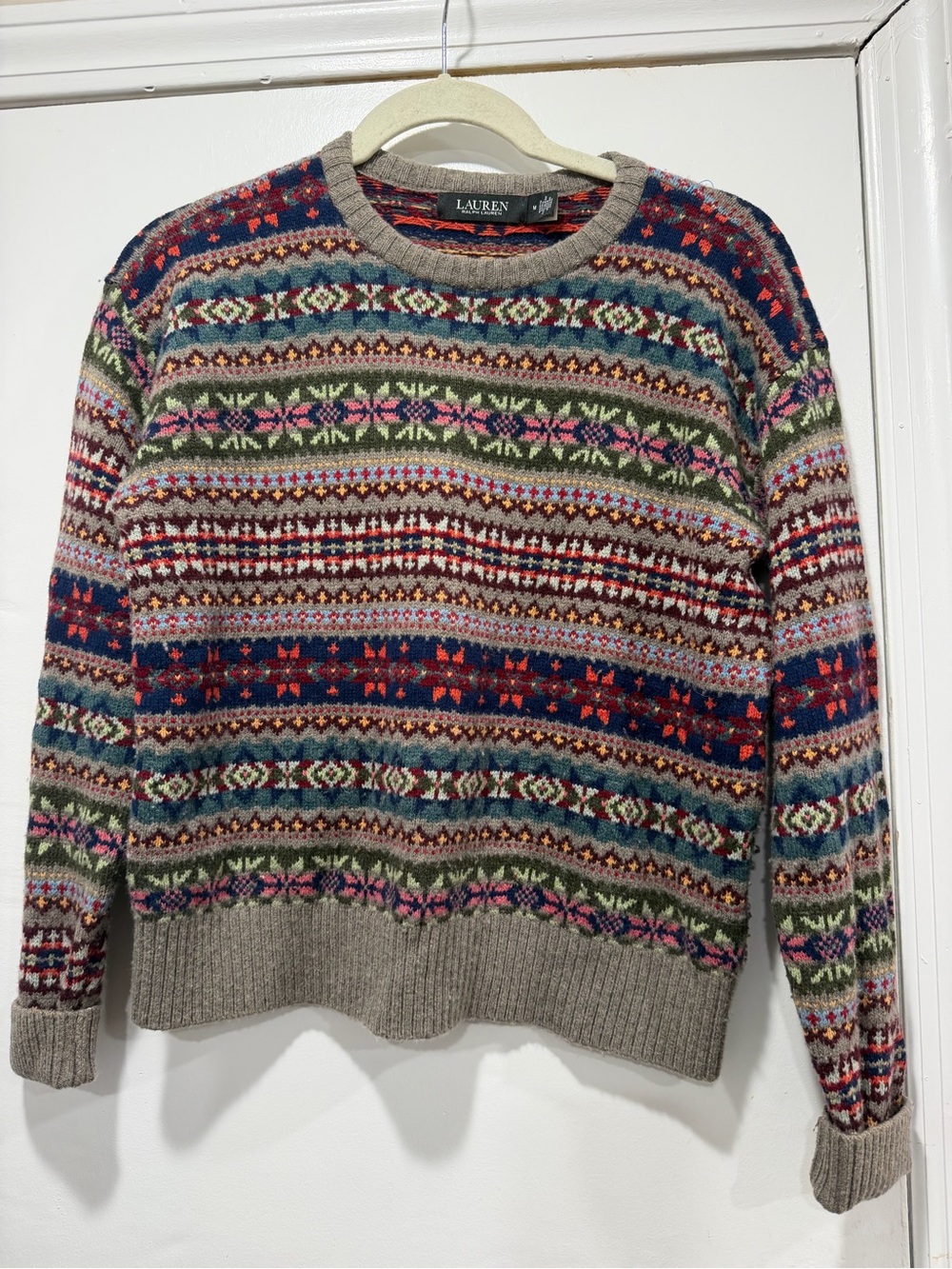 Lauren Ralph Lauren Black Label Multicolor Fair Isle Crewneck Sweater